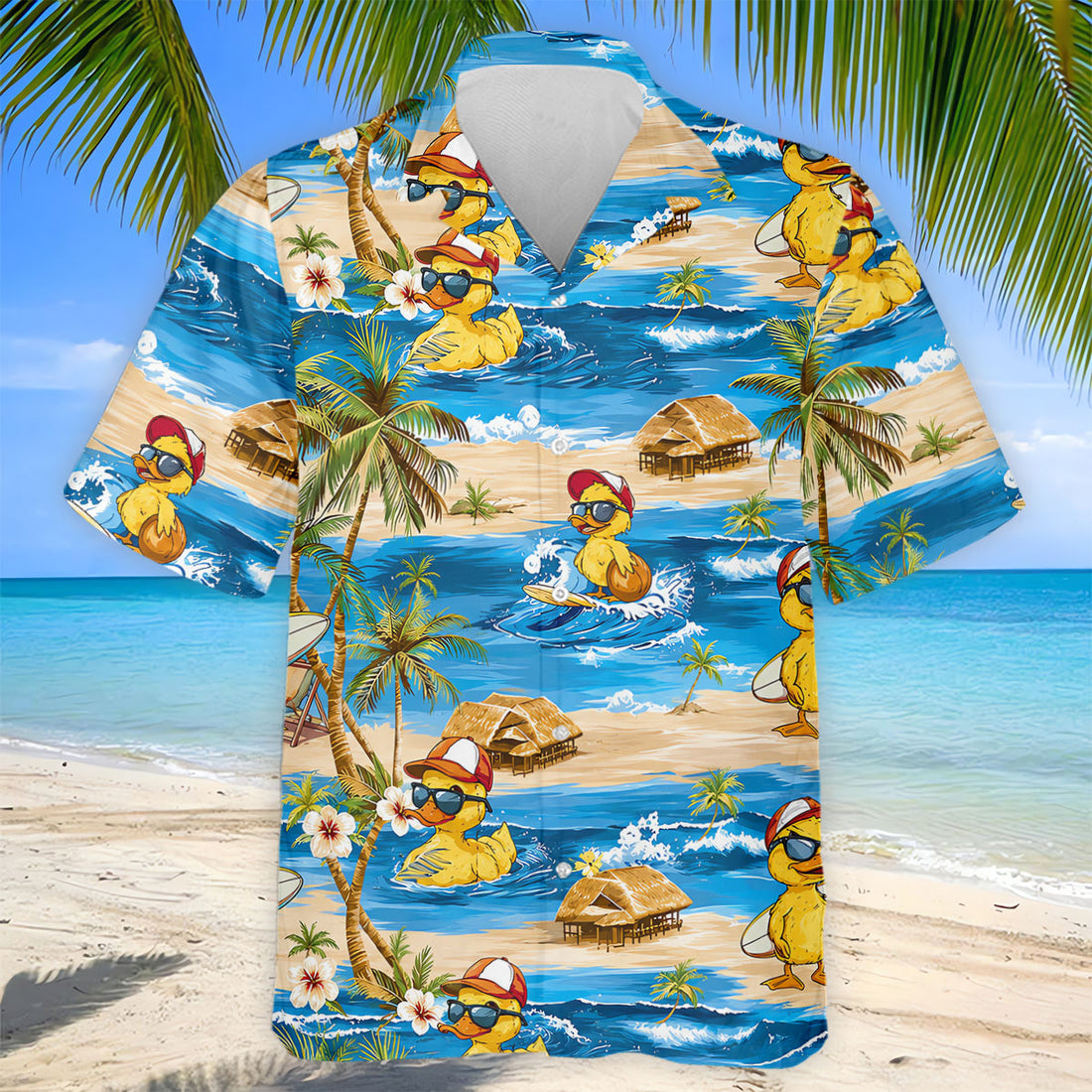 Funny Duck Hawaiian Golf Shirt, Summer Ocean Men's Golf Shirt, Polo Shirts For Men
