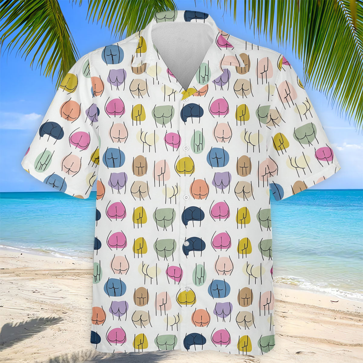 Funny Colorful Butt Pattern Golf Polo Shirt, Golf Shirts For Men, Mens Golf Apparel