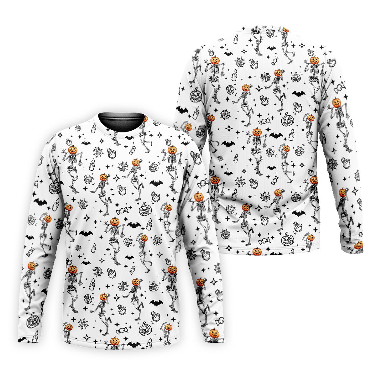 Skeleton Golf Shirt, Halloween Golf Shirt, Fun Golf Polos, Men's Long Seeve Golf Shirts, Golf Gifts For Men