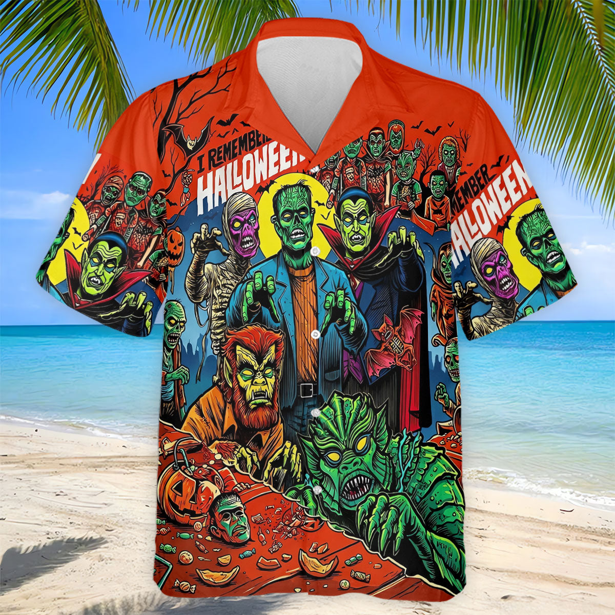 I Remember Halloween Classic Monster Golf Polo Shirt, Men's Golf Shirts, Hawaiian Golf Shirt