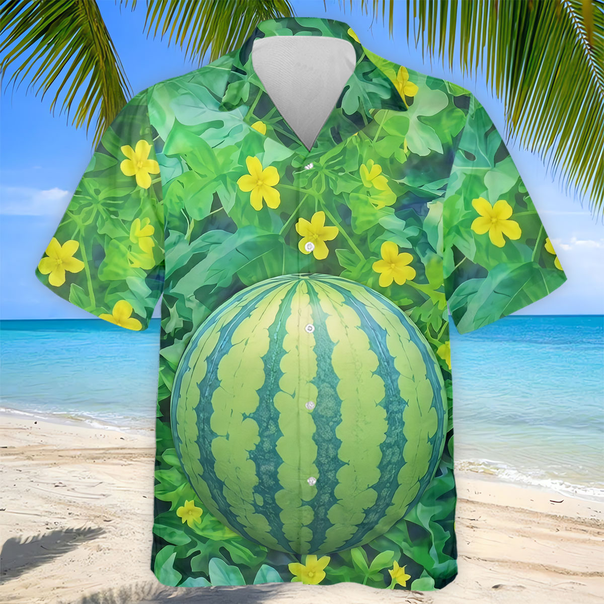 Funny Watermelon Belly Illusion Golf Polo Shirt, Mens Golf Polo, Hawaiian Golf Shirt