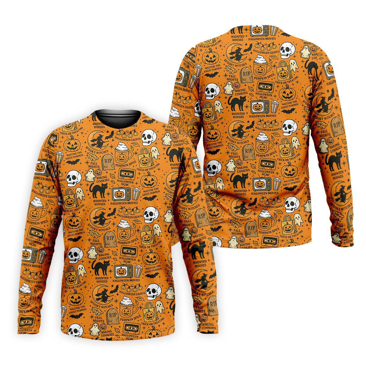 Orange Halloween Cat Golf Polo Shirt Halloween Theme Shirts, Mens Golf Polo Shirt Golfing Apparel