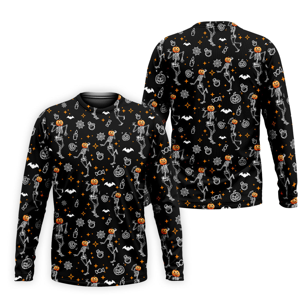 Skeleton Black Golf Shirt, Halloween Golf Shirt, Fun Golf Polos, Men's Long Seeve Golf Shirts, Golf Gifts For Men