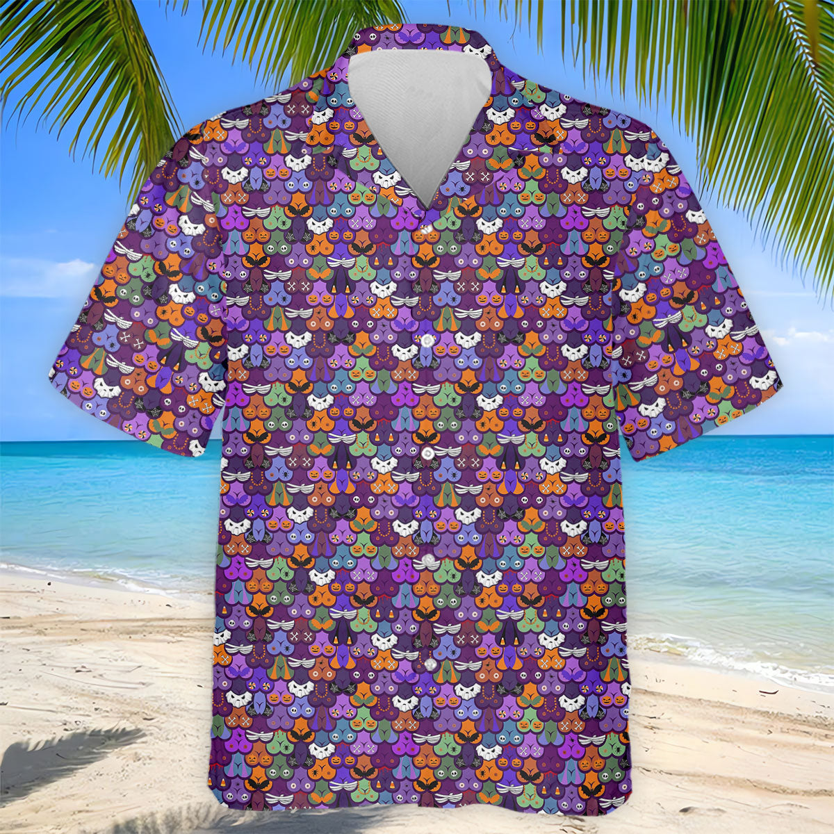 Cute Halloween Icon Pattern Golf Polo Shirt, Mens Golf Shirts, Hawaiian Golf Shirt