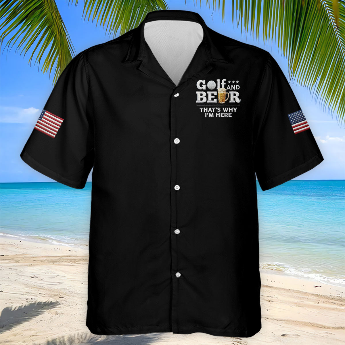 Golf And Beer That's Why I'm Here 250 Years US Flag Golf Shirt, Patriotic 4th Of July Golf Shirts For Men
