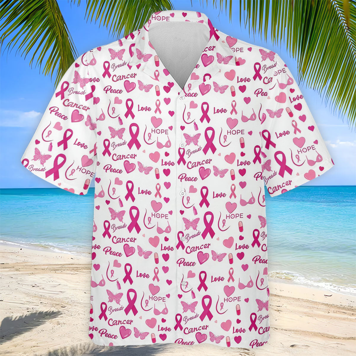 Love Hope Peace Butterfly Breast Cancer Polo Shirt, Mens Golf Polo, Printed Golf Shirts