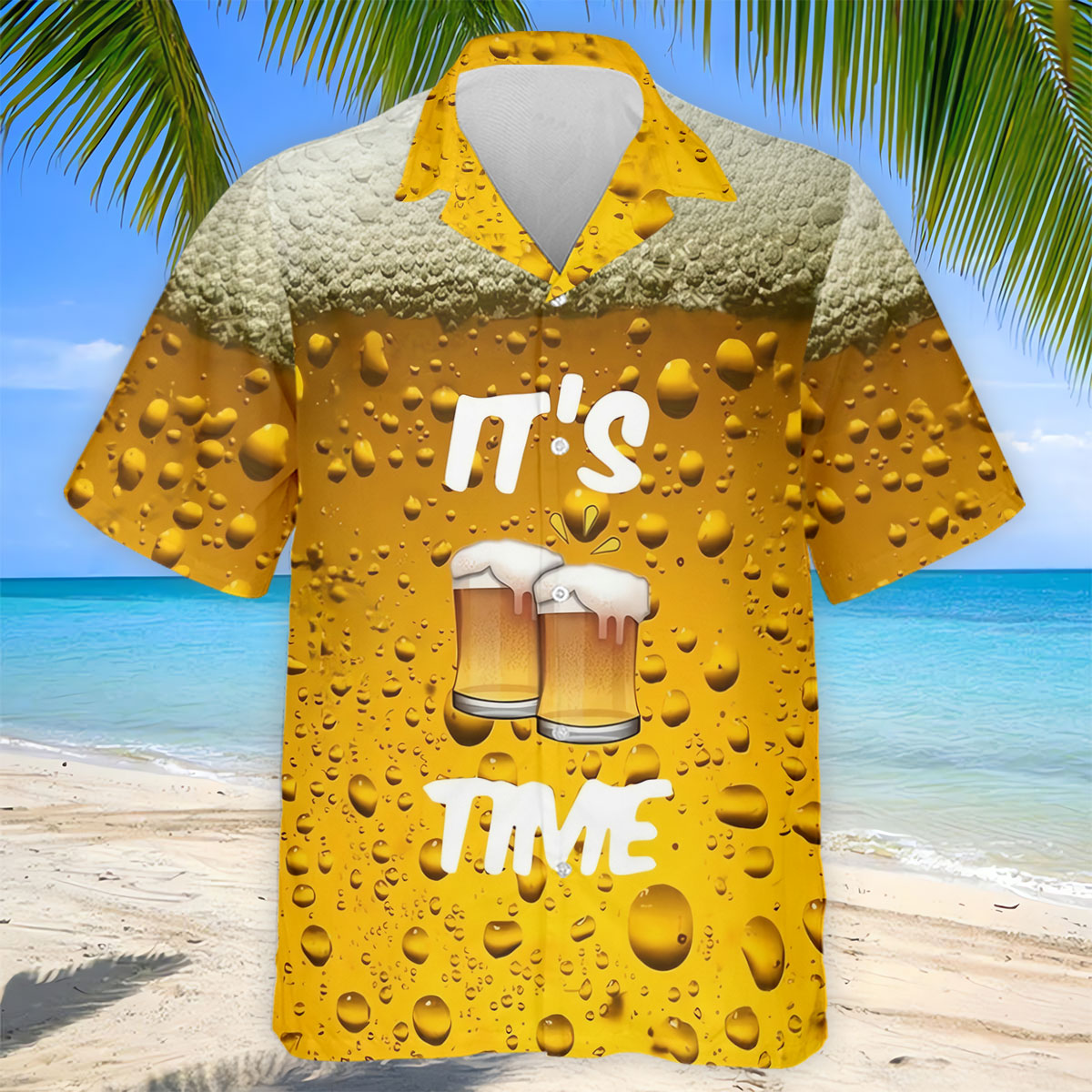 It's Time Golf And Beer Men's Funny Golf Shirts, Hawaiian Golf Shirt, Polo Shirts For Men
