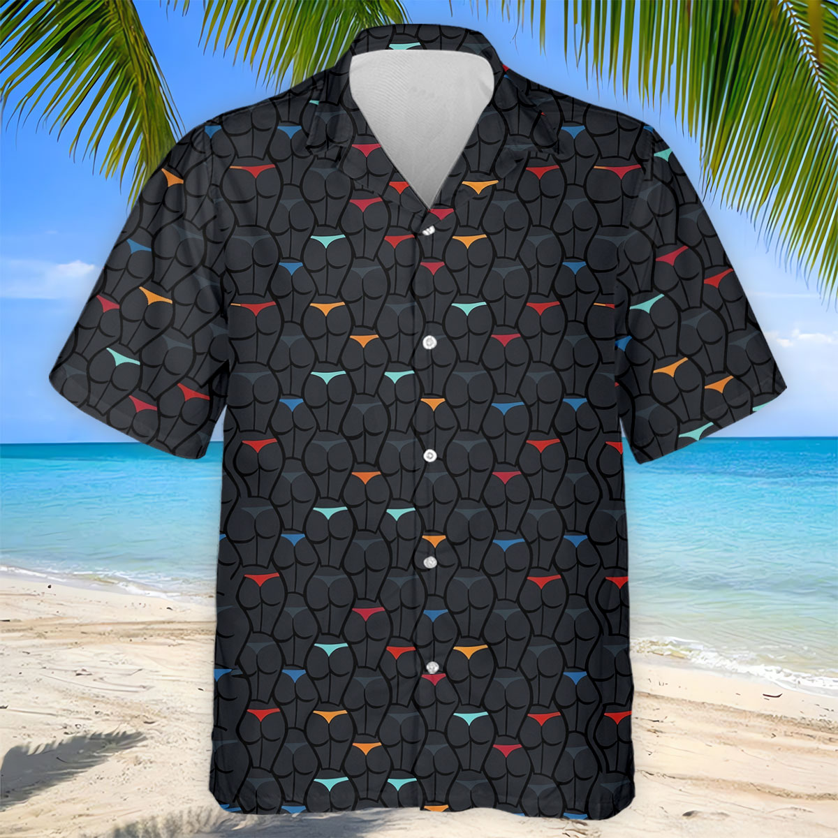 Funny Colorful Panty Butt Pattern Golf Polo Shirt, Printed Golf Shirts, Men's Golf Shirt