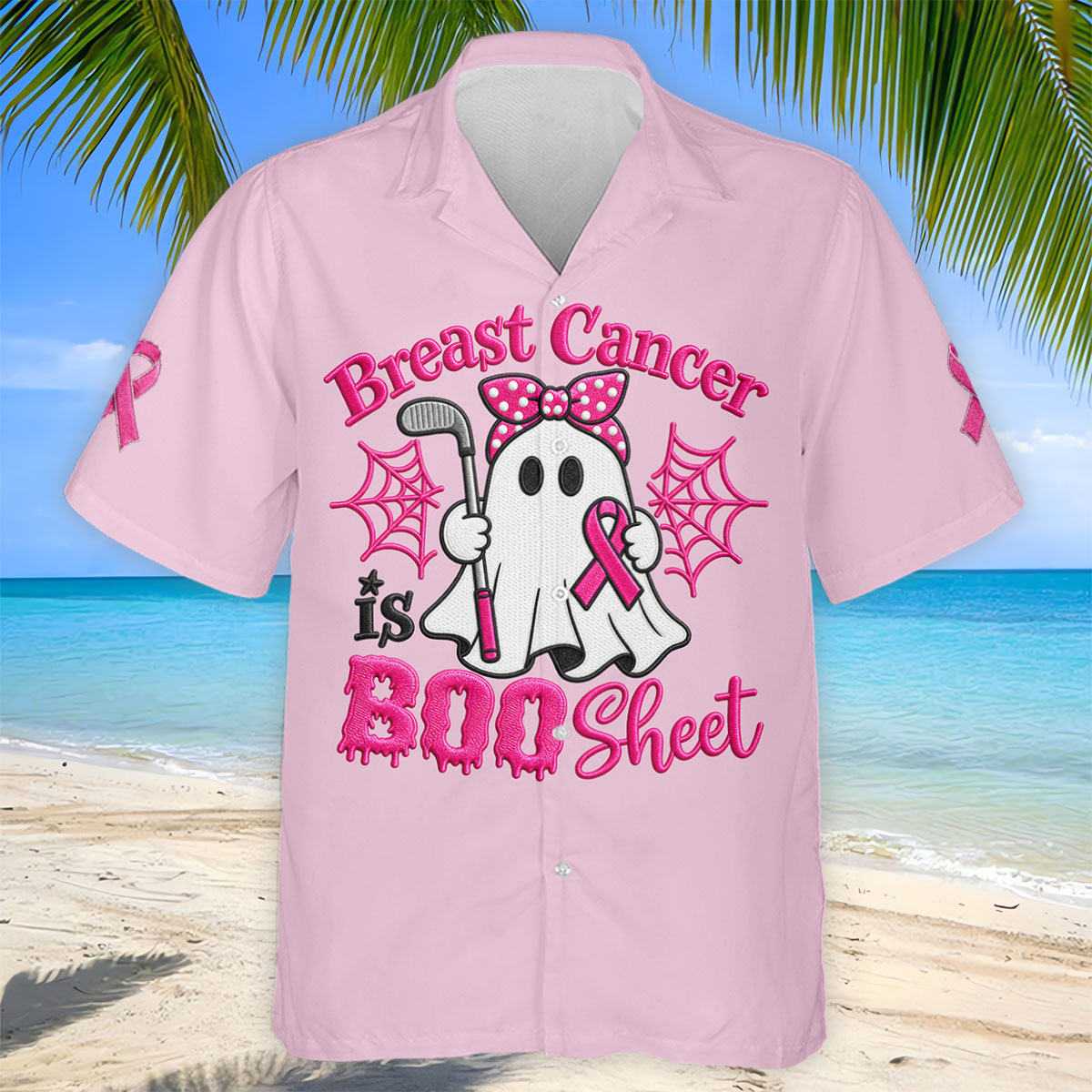 Breast Cancer Is Boo Sheet Ghost Polo Shirt, Men's Golf Shirt, Printed Golf Shirts