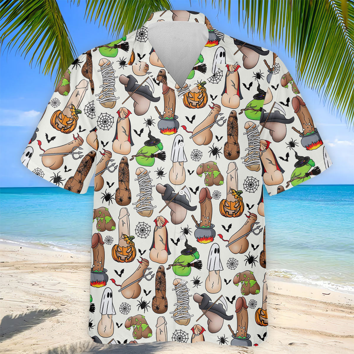 Funny Adult Halloween Pattern Golf Polo Shirt, Men's Golf Shirt, Hawaiian Golf Shirt