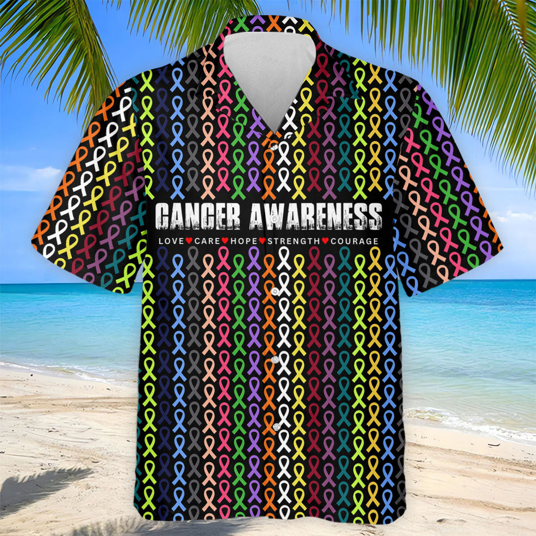 Multicolor Ribbon Cancer Awareness Polo Shirt, Men's Golf Shirt, Mens Golf Apparel