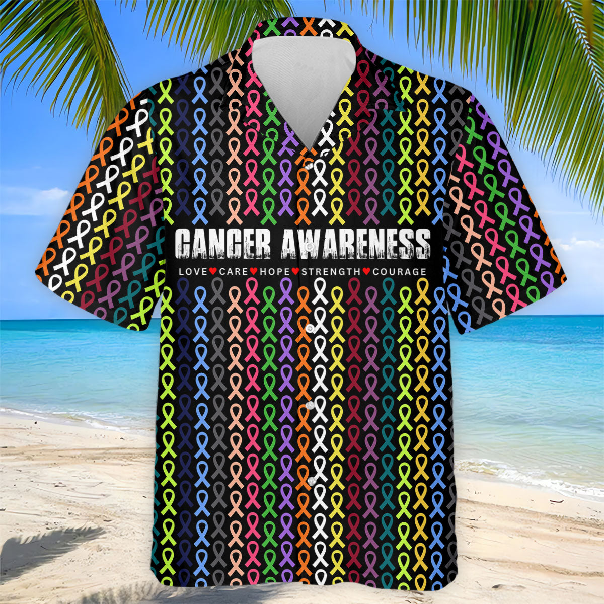 Multicolor Ribbon Cancer Awareness Polo Shirt, Men's Golf Shirt, Mens Golf Apparel