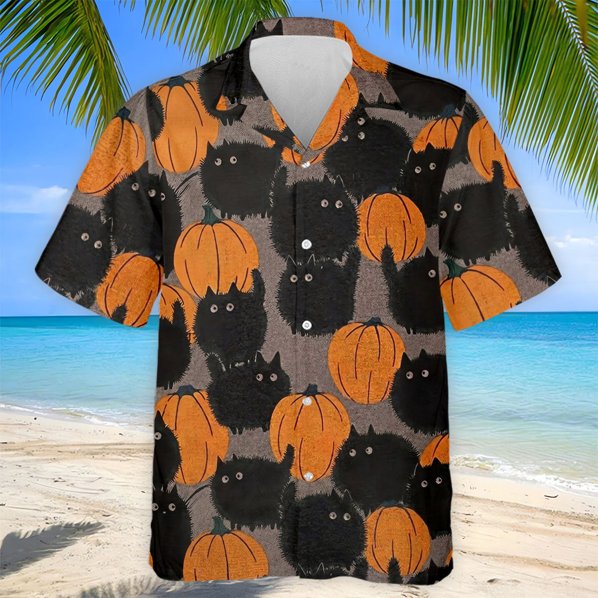 Black Cat Pumpkin Halloween Golf Polo Shirt, Mens Golf Apparel, Golf Shirts For Men
