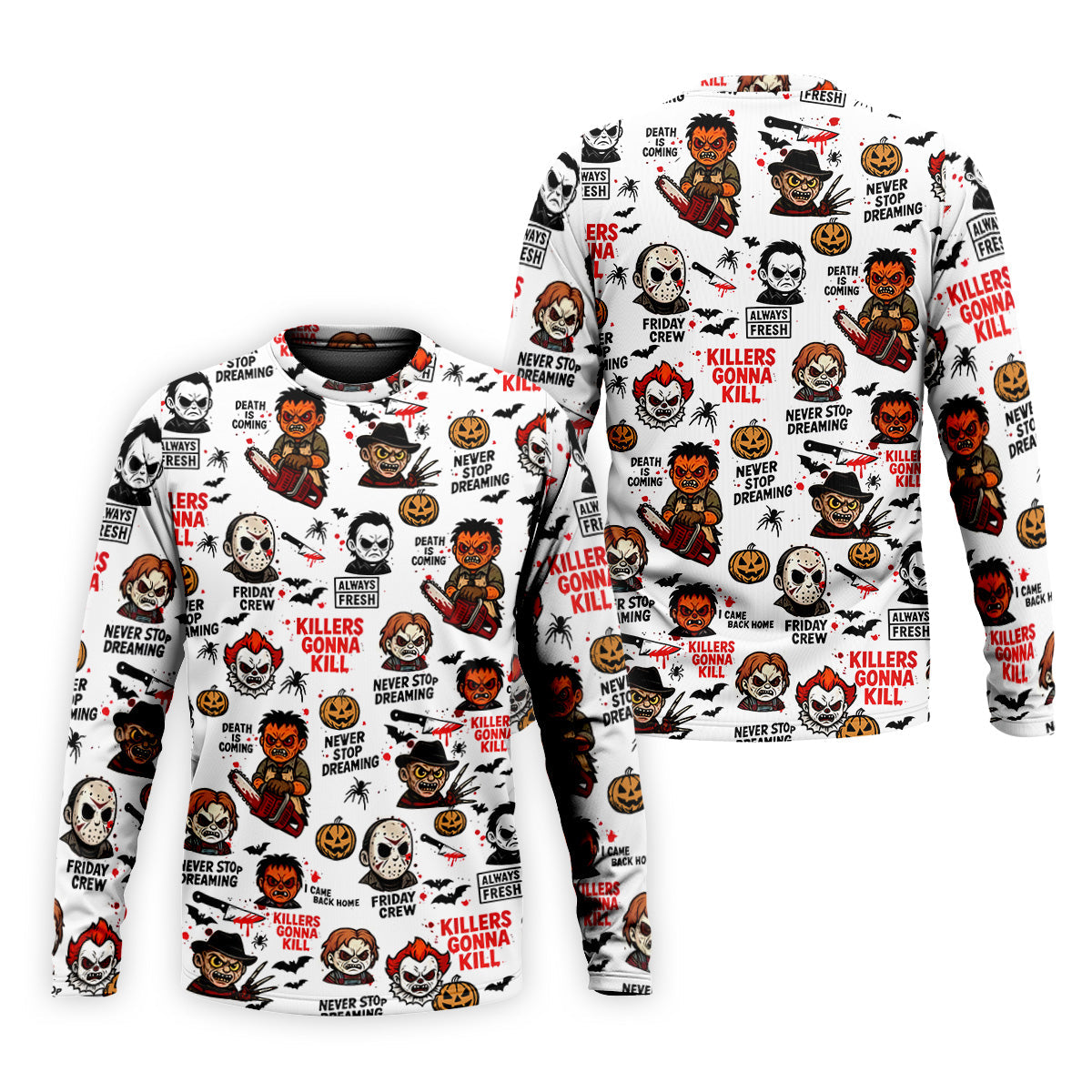 Classic Horror Characters Halloween Golf Shirt, Men's Golf Polo Shirt Horror Movie Shirt