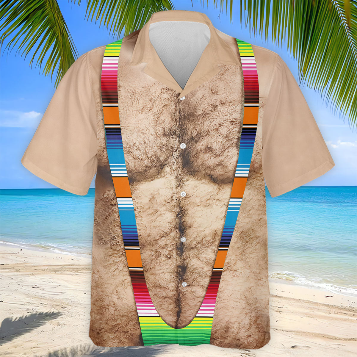Hairy Body Serape Pattern Funny Cinco De Mayo Golf Tops For Men, Golf Shirts For Men