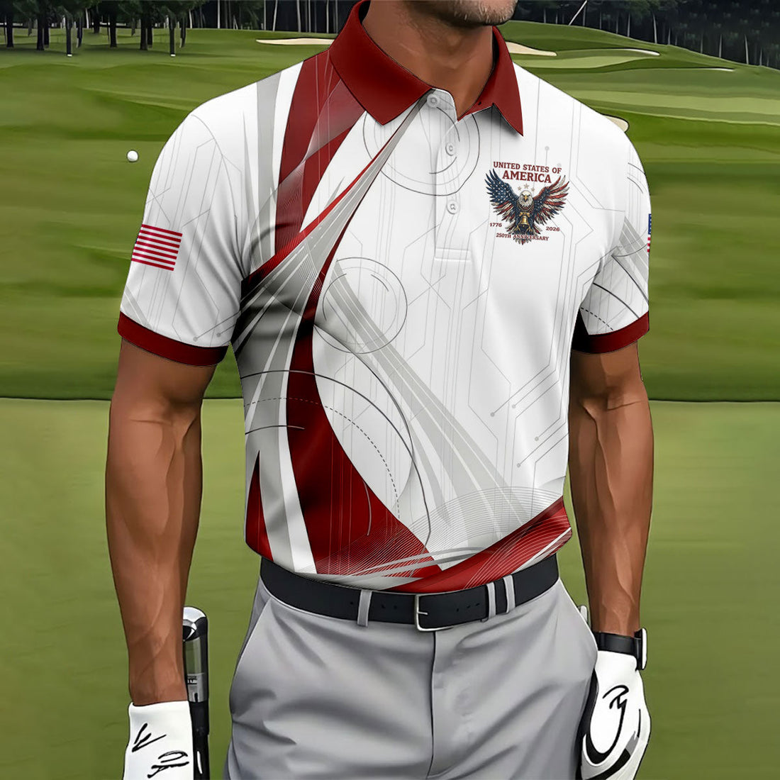 Vintage America 250 Eagle Golf Polo Shirt, Golf Shirts For Men, Mens Golf Polo