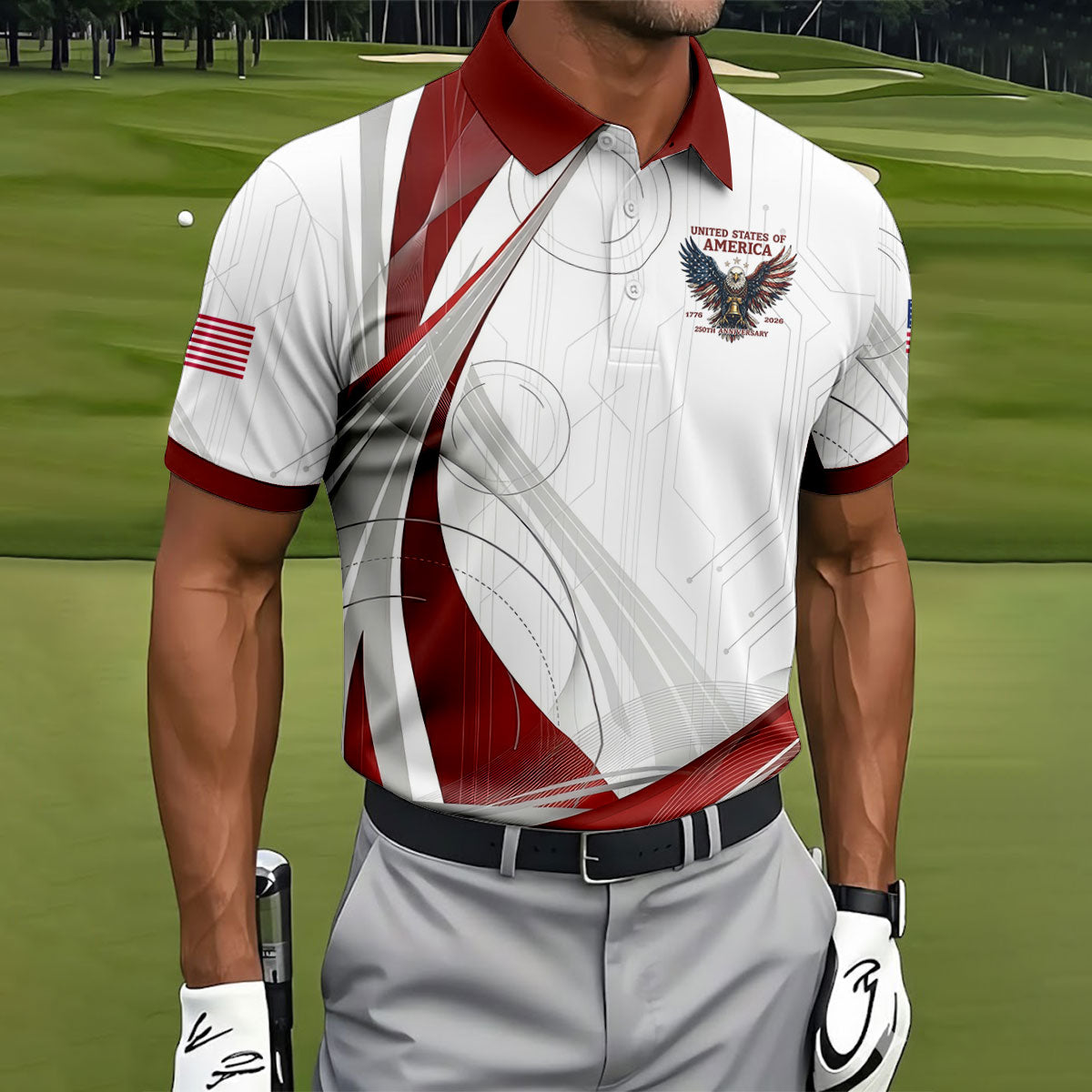 Vintage America 250 Eagle Golf Polo Shirt, Golf Shirts For Men, Mens Golf Polo