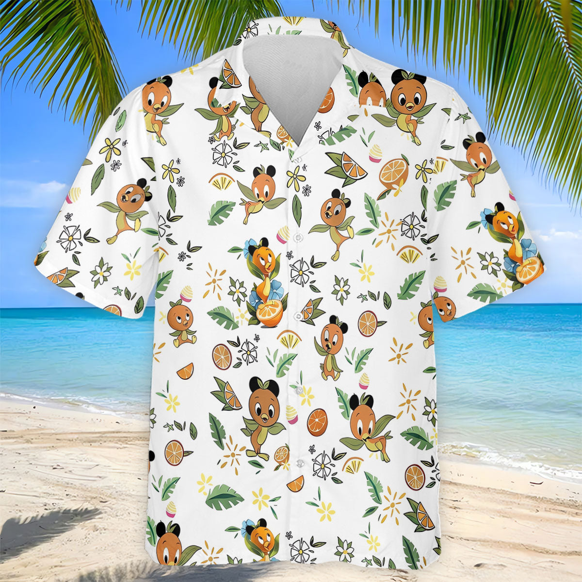 Orange Bird Floral Citrus Golf Polo Shirt, Printed Golf Shirts, Hawaiian Golf Shirt
