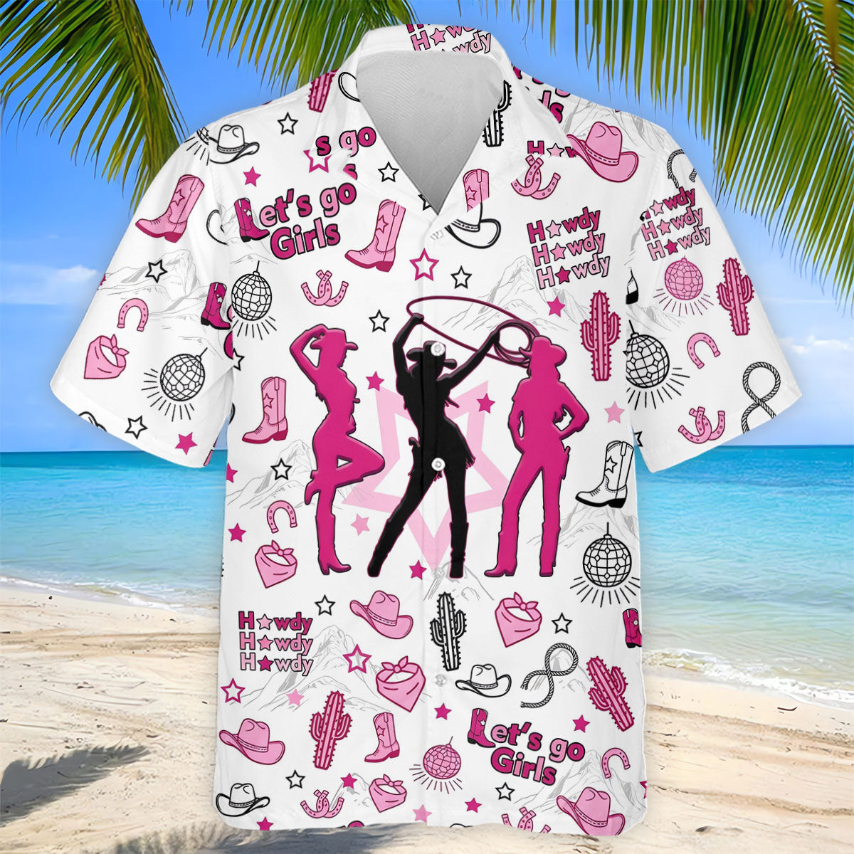 Pink Black Three Cowgirls Western Golf Polo Shirt, Mens Golf Polo, Golf Shirts For Men