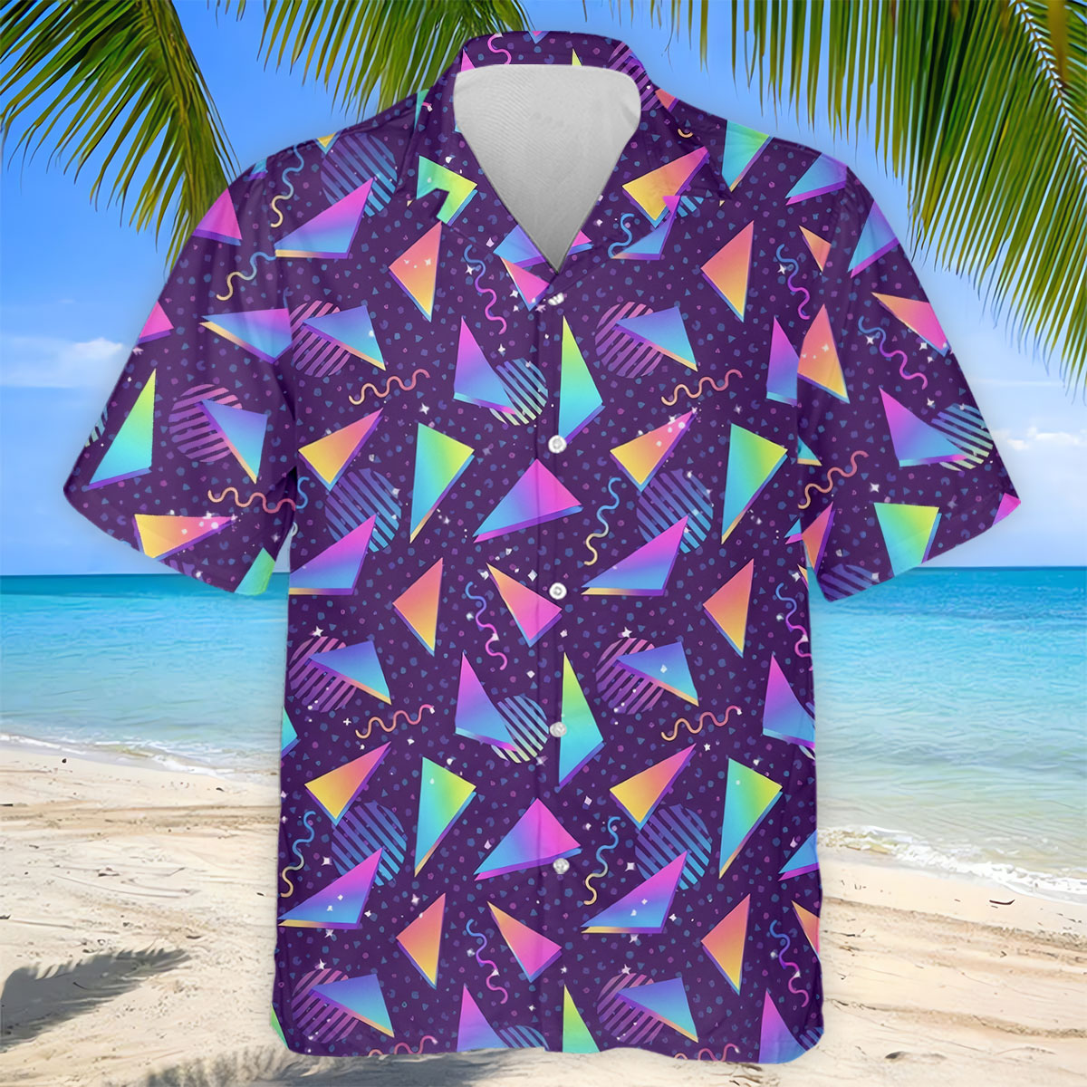 Retro Memphis Geometric Pattern Golf Polo Shirt, Men's Golf Shirt, Golf Apparel For Men