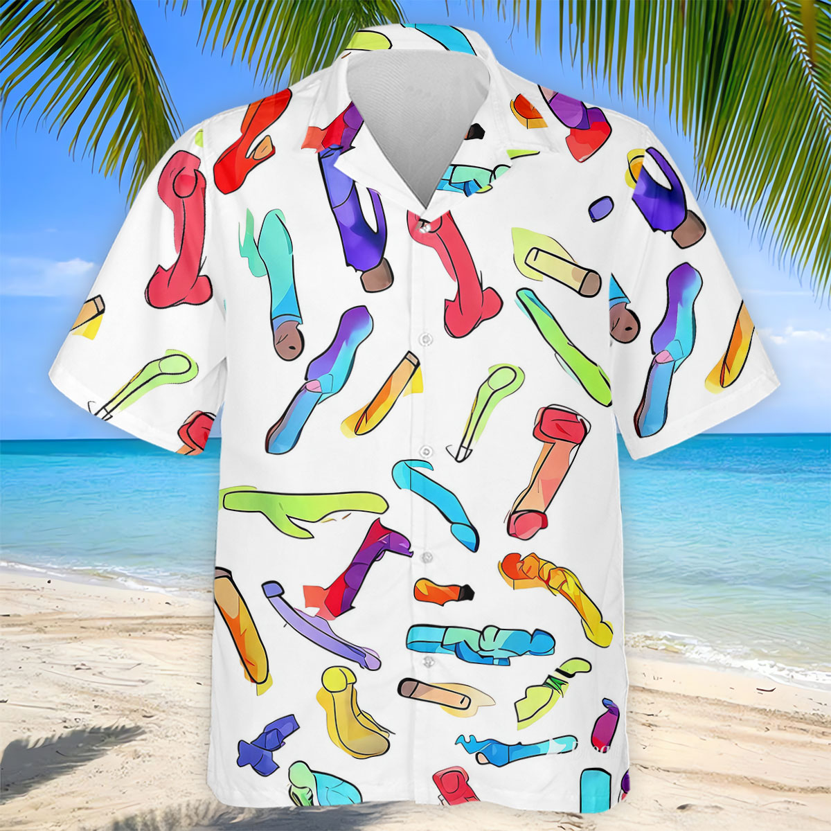 Adult Humor Retro Golf Shirt, Colorful Funny Men's Polo Shirt, Unique Novelty Golf Apparel