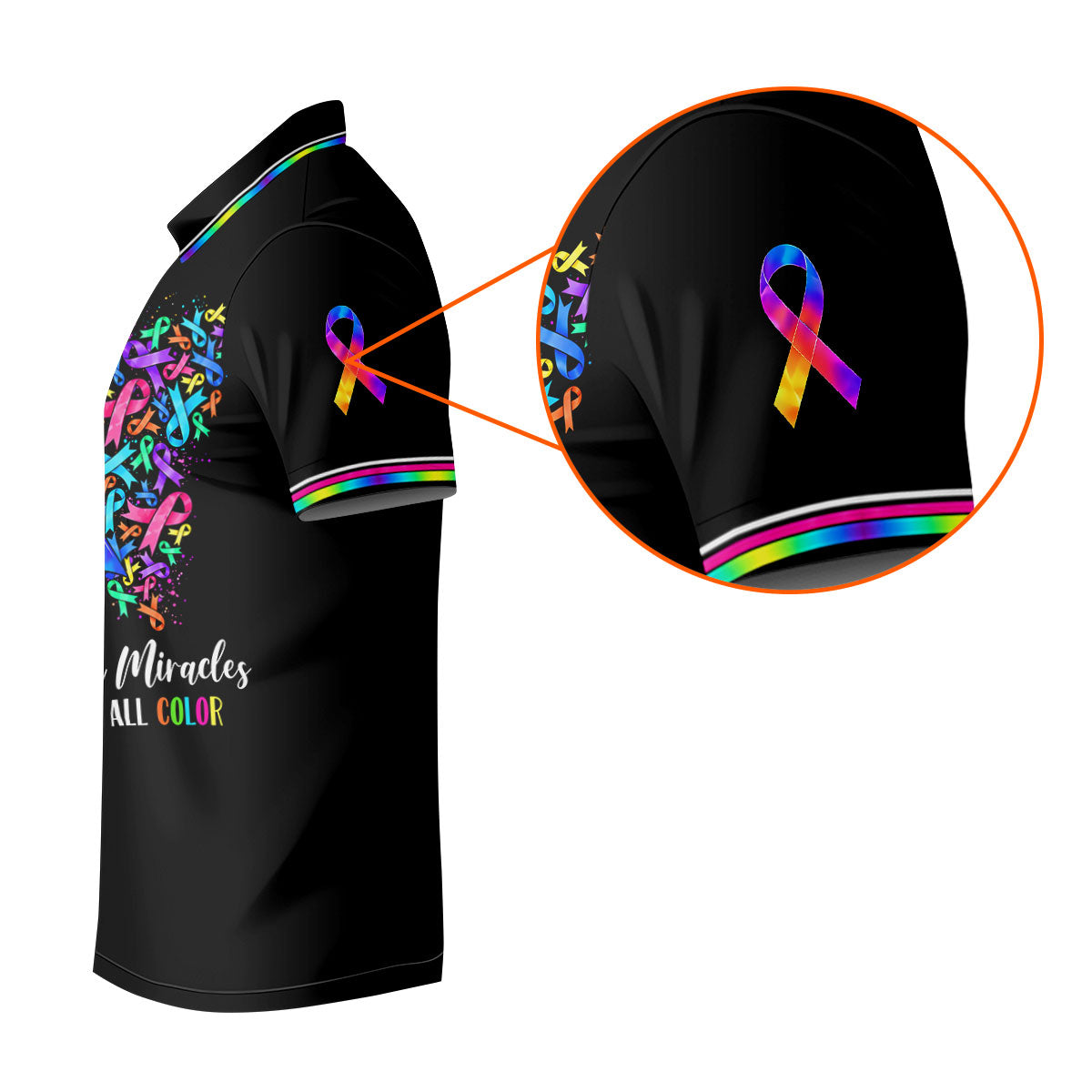We Believe In Miracles Butterfly Cancer Polo Shirt, Women's Golf Tops, Printed Golf Shirt