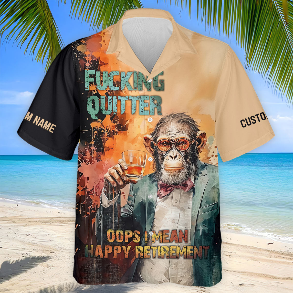 Funny Monkey Happy Retirement Golf Polo Shirt, Golf Polo Shirts For Men, Printed Golf Shirts