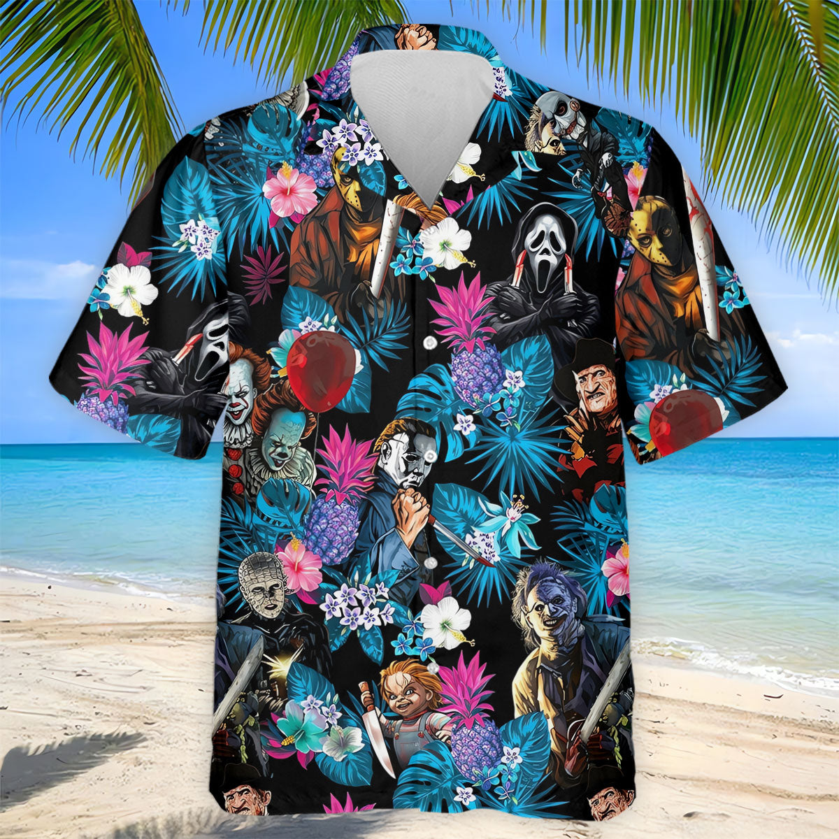 Tropical Horror Character Halloween Golf Shirt, Golf Shirts For Men, Mens Golf Apparel