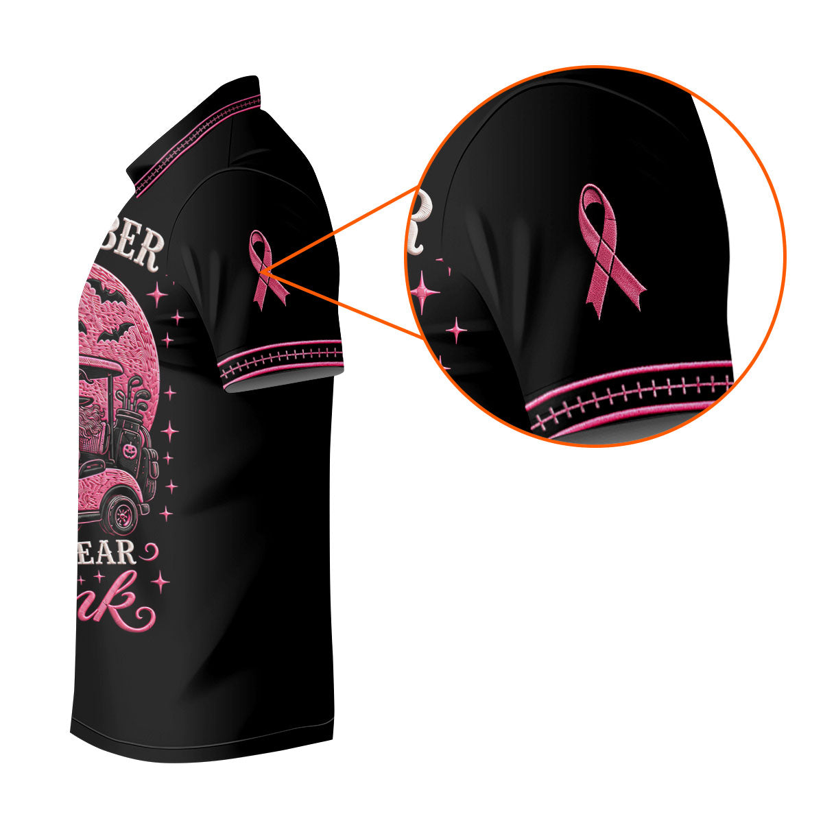 In October We Wear Pink Witch Breast Cancer Polo Shirt, Mens Golf Apparel, Printed Golf Shirts