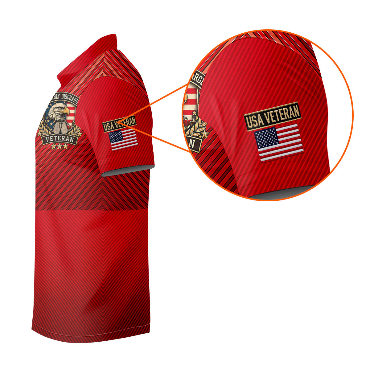 Veterans Day USA Eagle Emblem Polo Shirt, Golf Shirts For Men, Mens Golf Polo
