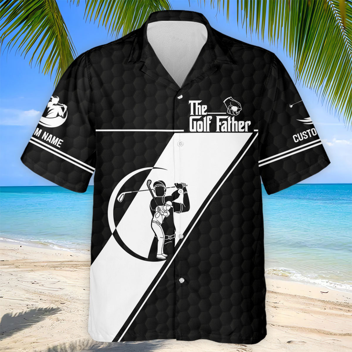 The Golf Father Golf Ball Pattern Father's Day Golf Shirt, Golf Gift For Dad, Polo Shirts For Men