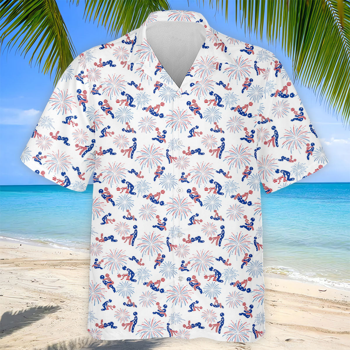 US Flag Pattern Naughty Couple Stick Figures Funny Golf Shirt, 250 Years Golf Shirts For Men