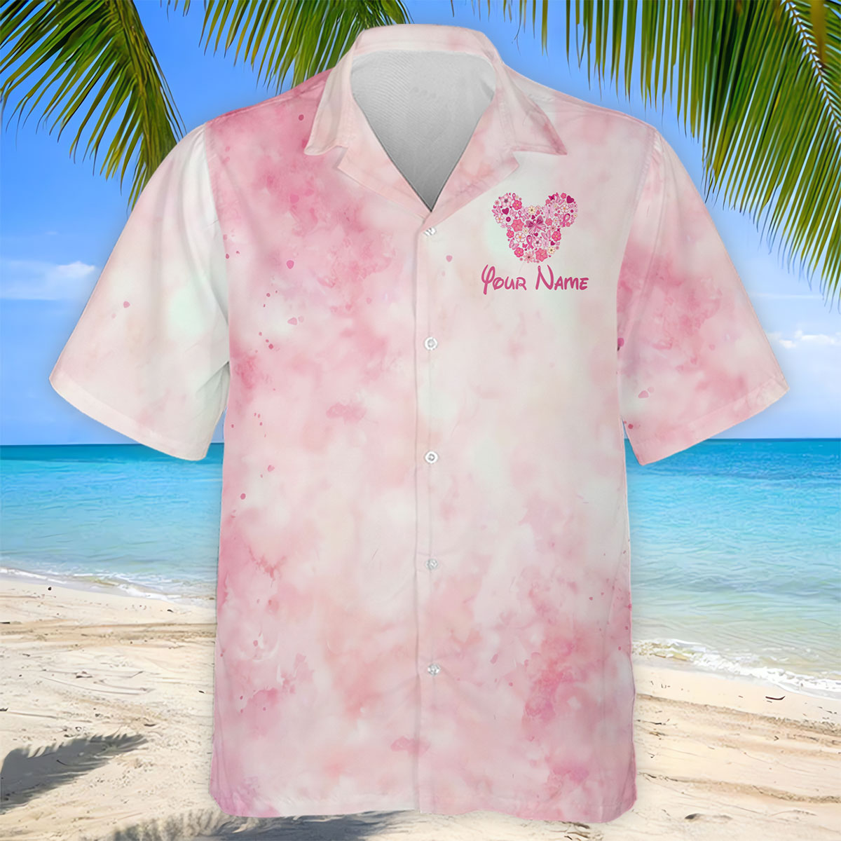 Custom Floral Heart Breast Cancer Polo Shirt, Golf Shirts For Men, Mens Golf Apparel