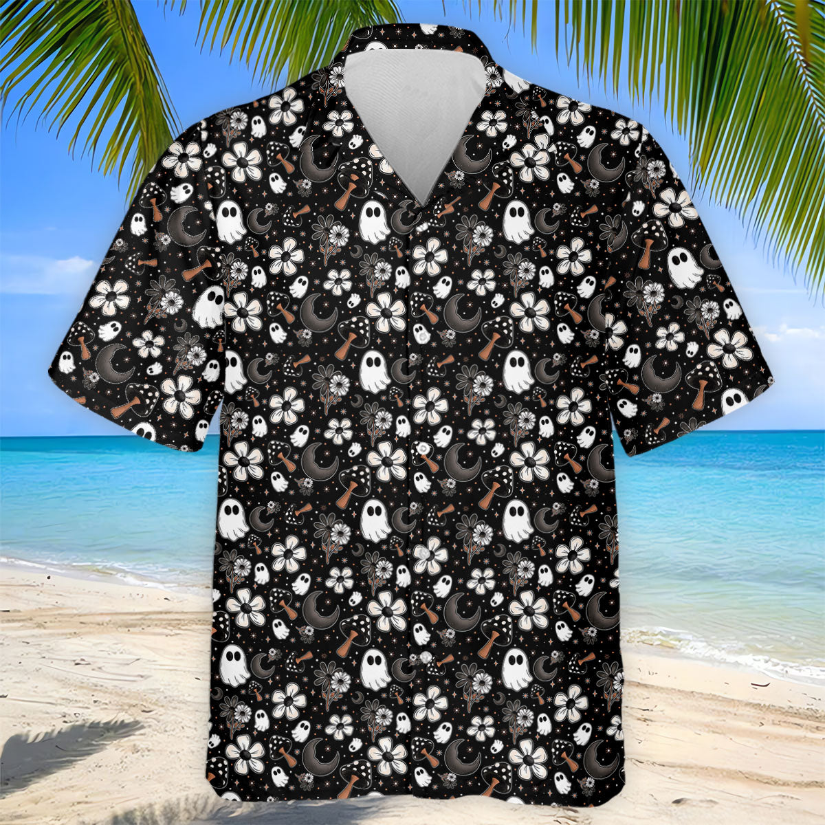 Ghost Horror Character Floral Halloween Golf Polo Shirt, Halloween Shirt, Mens Golf Shirt