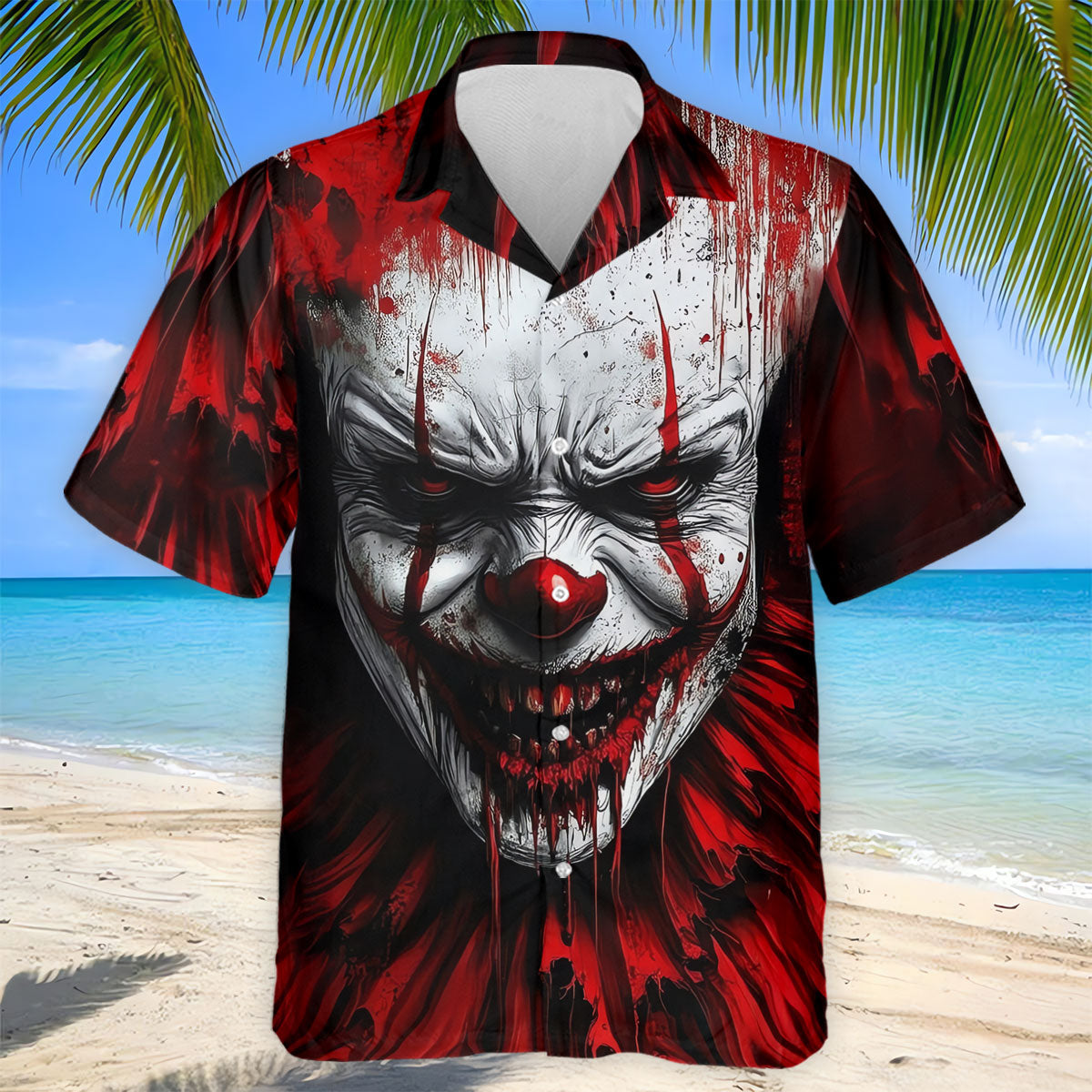 Scary Evil Clown Halloween Golf Polo Shirt, Men's Golf Shirt, Hawaiian Golf Shirt