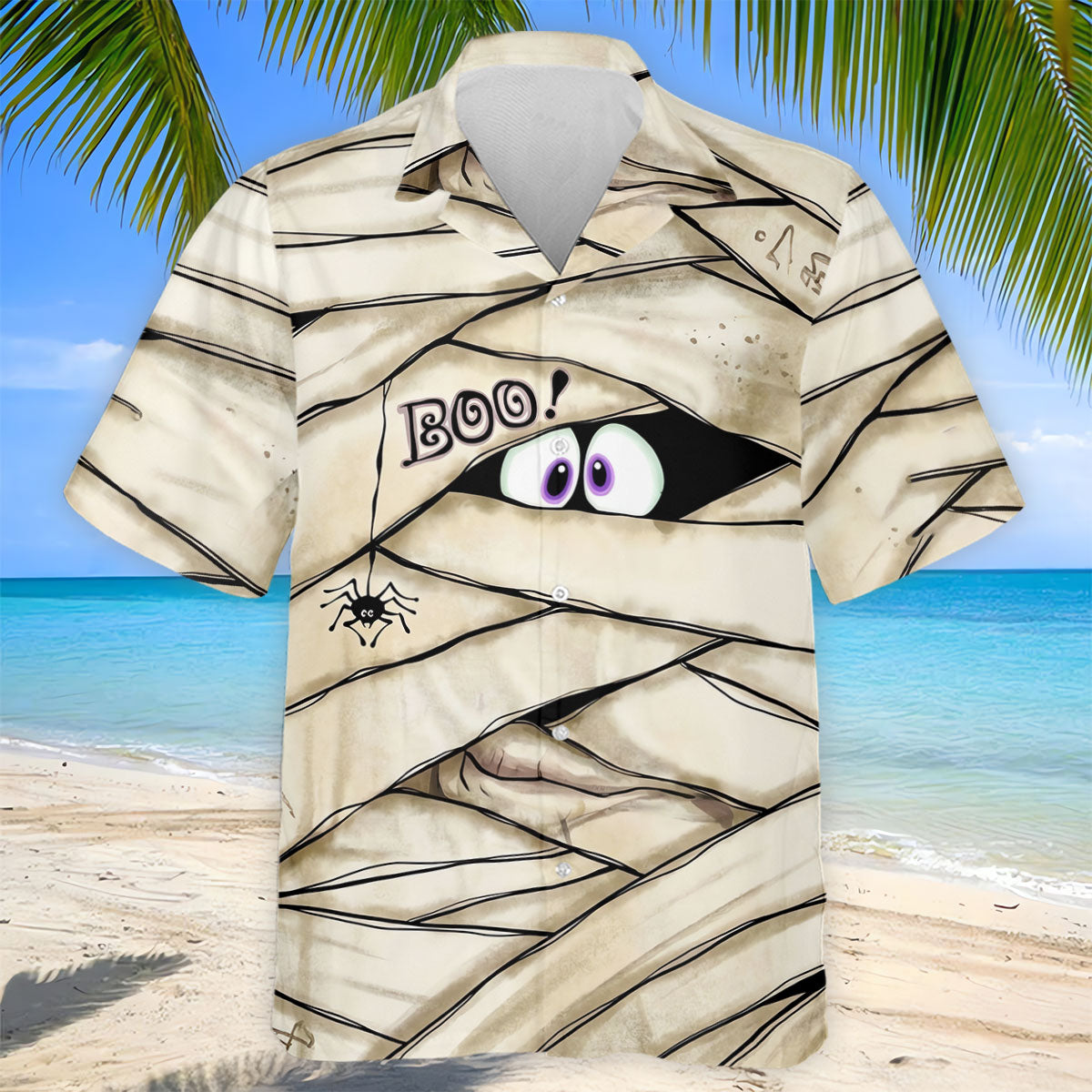 Cute Mummy Peeking Eyes BOO Halloween Golf Polo Shirt, Mens Golf Polo, Hawaiian Golf Shirt