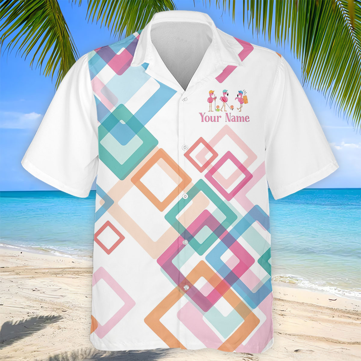 Personalized Flamingo Golf Polo Shirt, Golf Shirts For Men, Mens Golf Polo