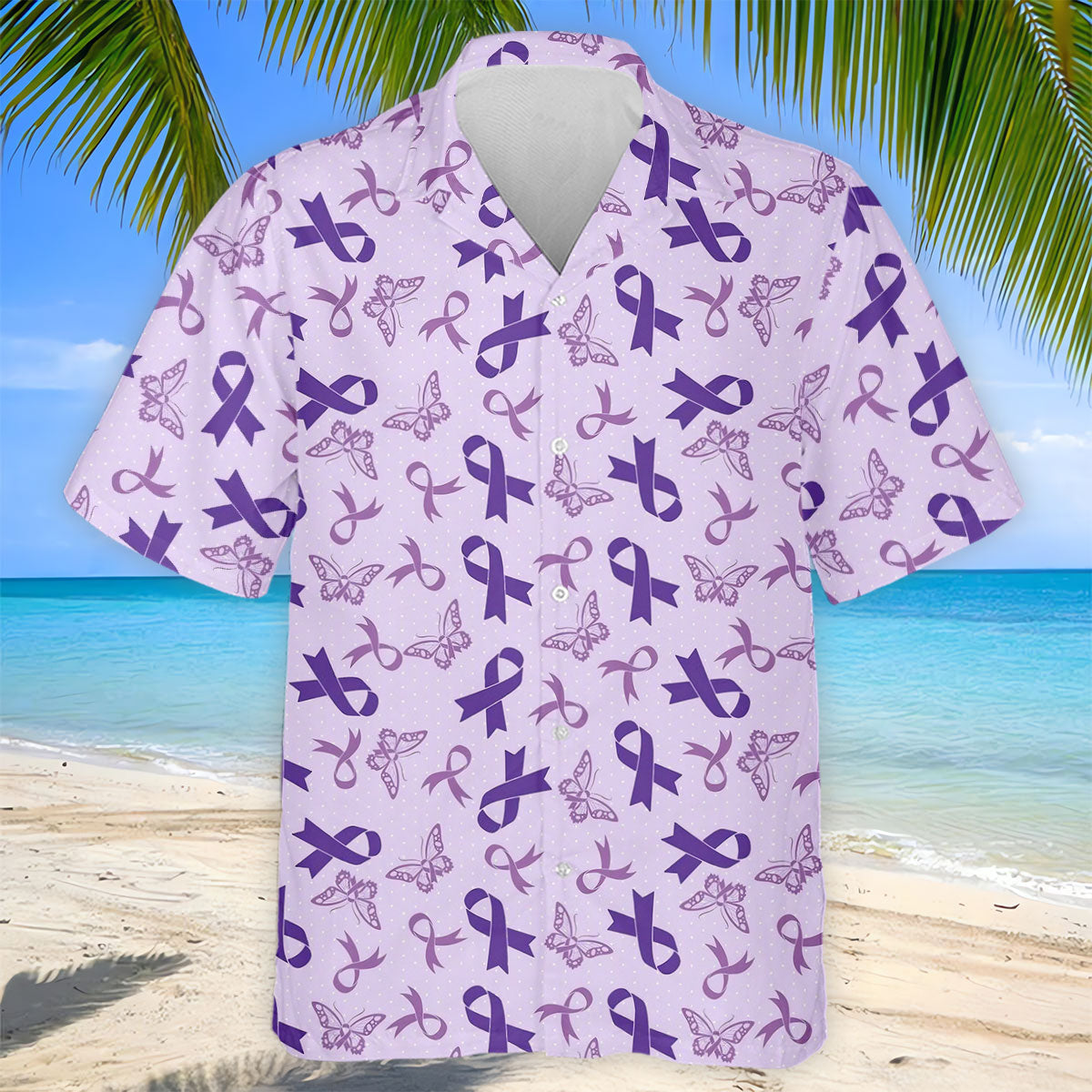Breast Cancer Purple Ribbon Butterfly Polo Shirt, Mens Golf Polo, Breast Cancer Shirt