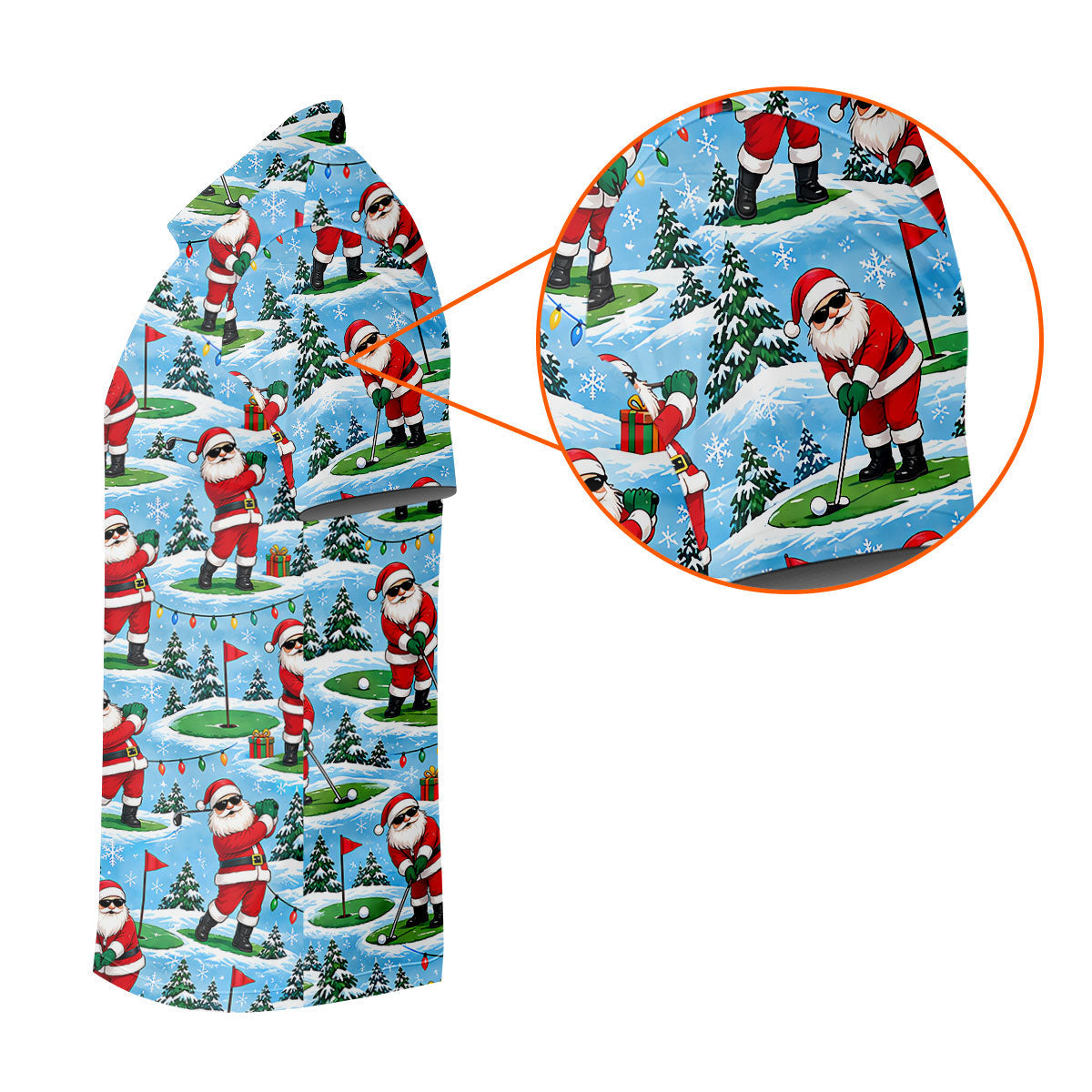 Santa Playing Golf In Snow Christmas Golf Shirt, Mens Golf Polo, Golf Shirts For Men