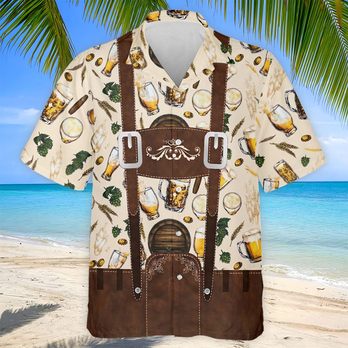 Oktoberfest Lederhosen Beer Pattern Golf Polo Shirt, Hawaiian Golf Shirt, Mens Golf Polo