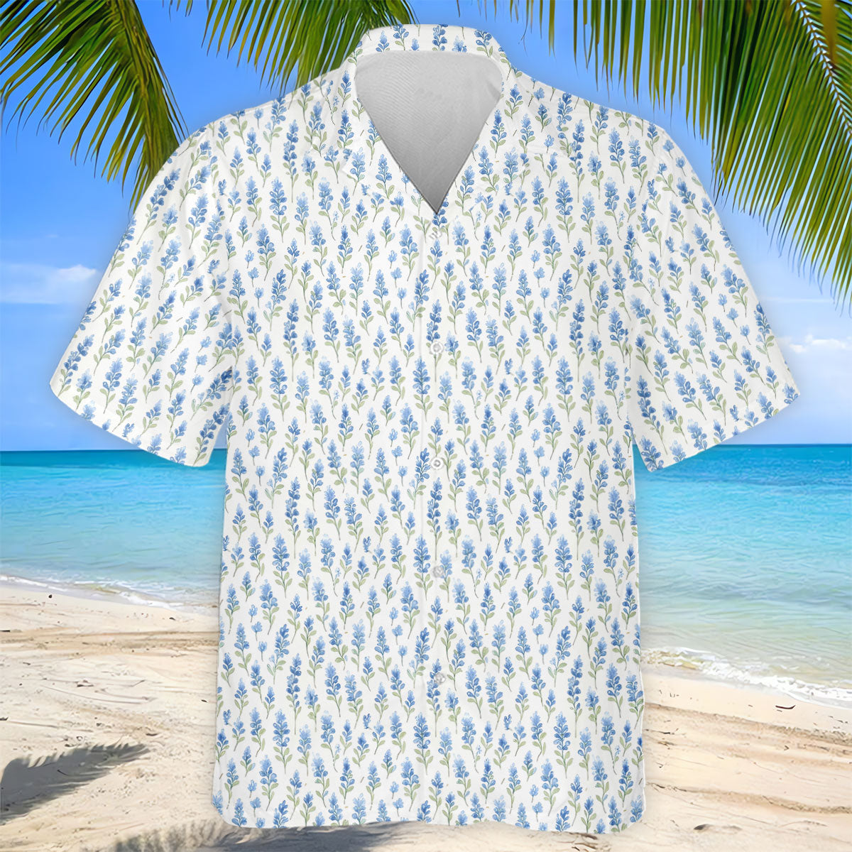 Texas Bluebonnet Floral Pattern Golf Polo Shirt, Mens Golf Polo, Hawaiian Golf Shirt