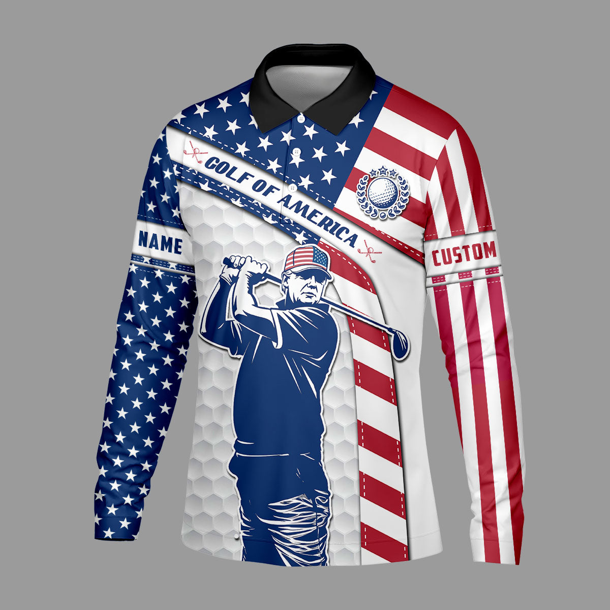Funny Trump Golf Of America Custom Polos For Men, Mens Golf Gift, US 250 Anniversary Golfing Apparel