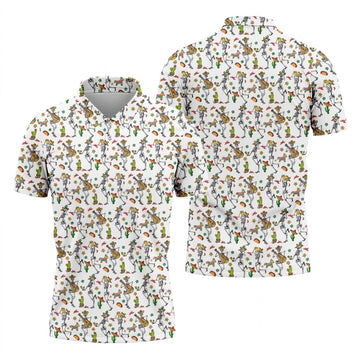 Dia De Muertos Skeletons Cinco De Mayo Celebration Fiesta Themed White Golf Shirts For Men