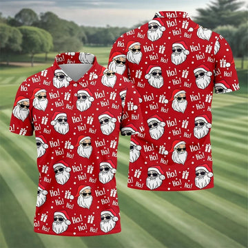 Ho Ho Hole In One Funny Santa Red Christmas Golf Tops For Men, Christmas Golf Shirt, Polo Shirts For Men