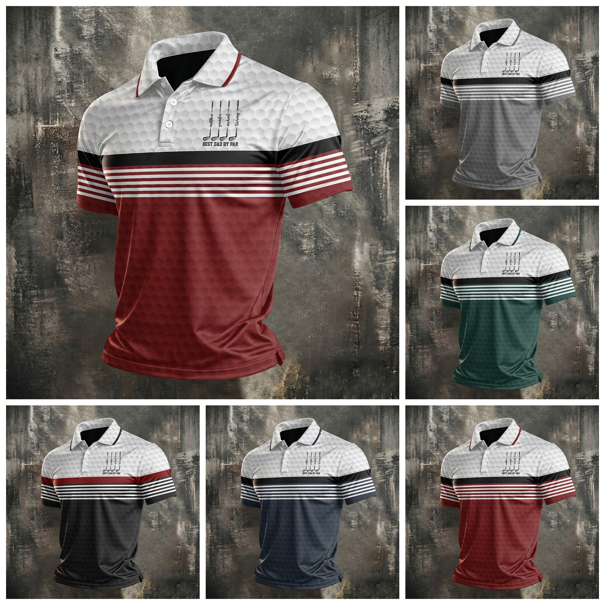 Best Dad By Par Golf Ball Pattern Father's Day Golf Shirt, Golf Gift For Dad, Polo Shirts For Men