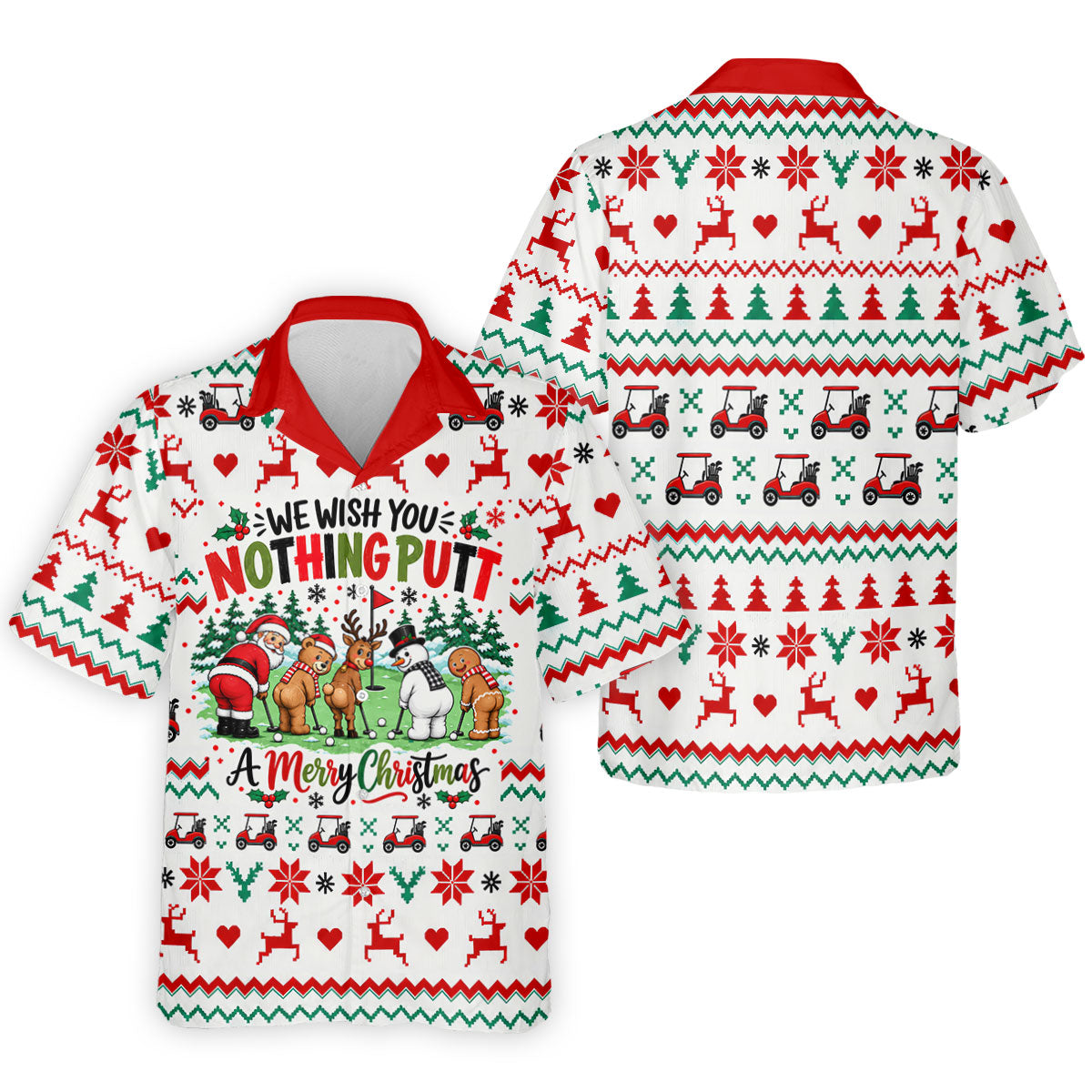 We Wish You Nothing Putt Christmas Golf Shirt, Golf Shirts For Men, Mens Golf Shirts