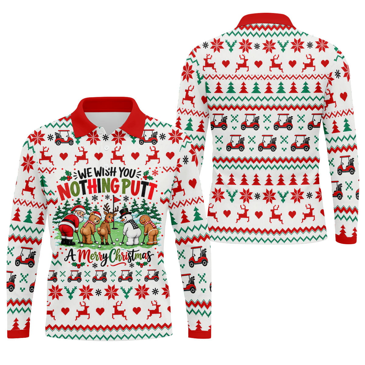 We Wish You Nothing Putt Christmas Golf Shirt, Golf Shirts For Men, Mens Golf Shirts