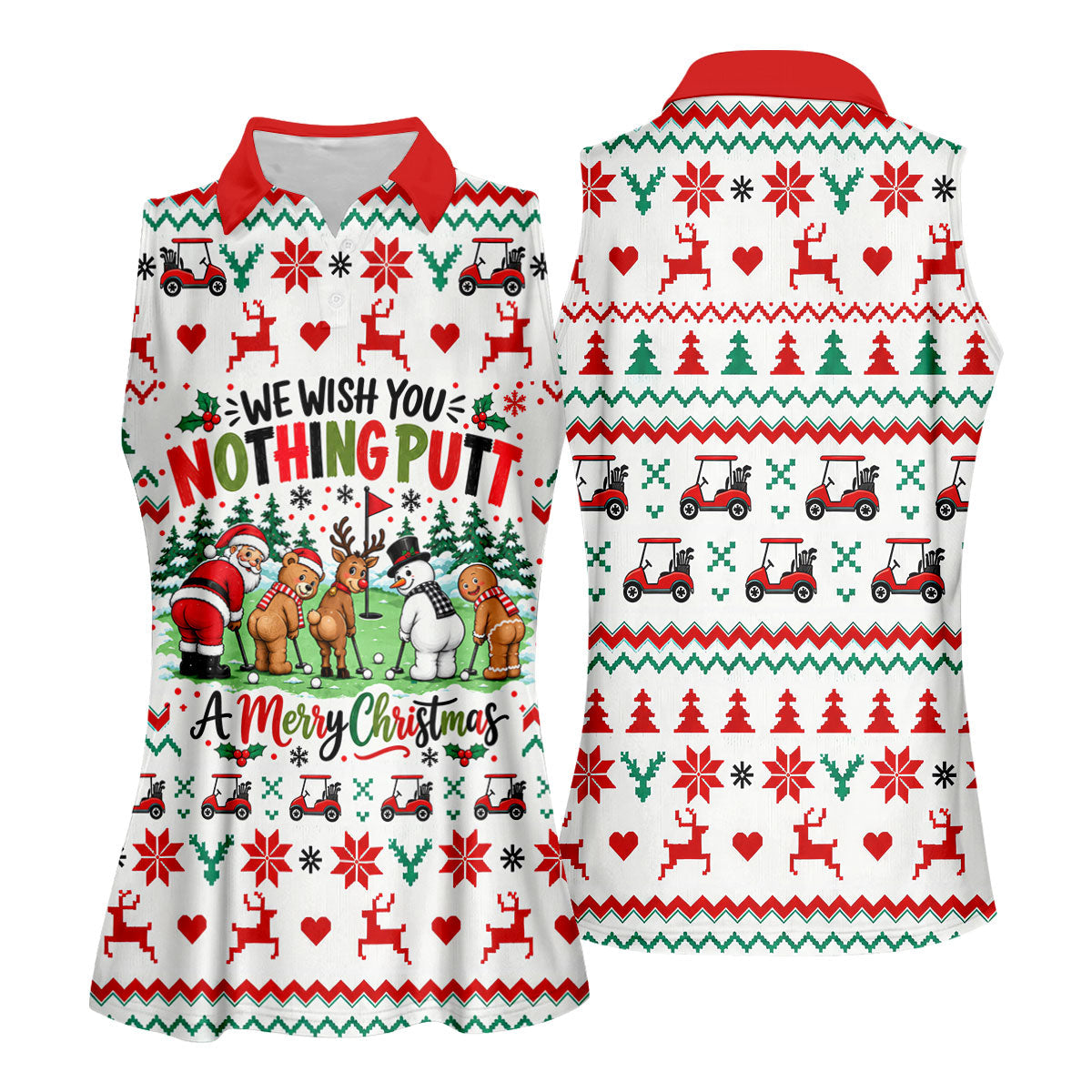 We Wish You Nothing Putt Christmas Golf Shirt, Womens Golf Clothing, Ladies Golf Tops