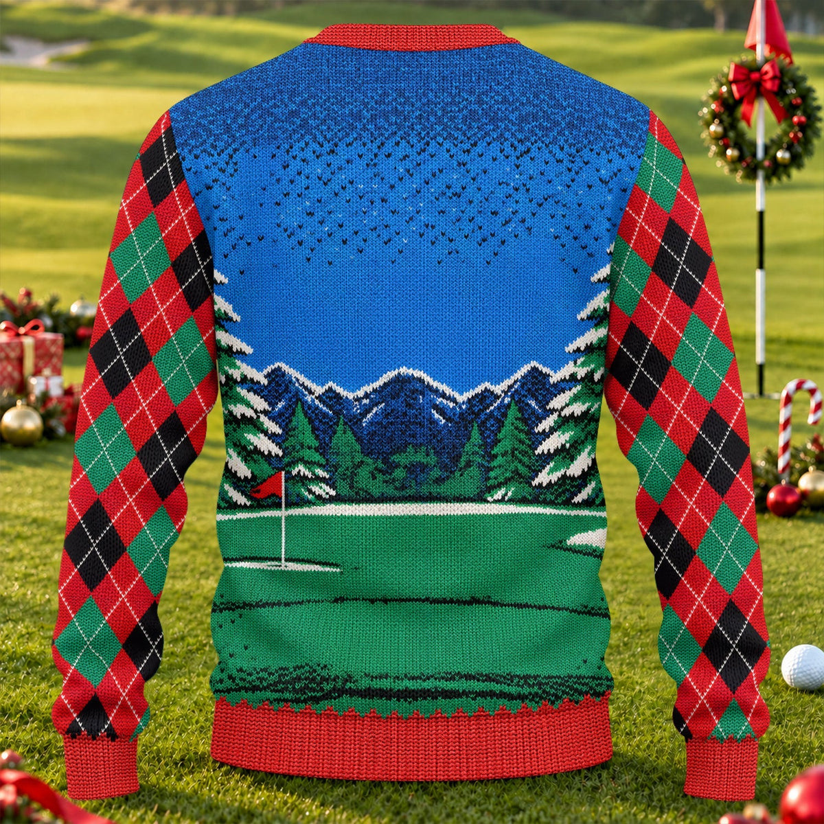 Cheering Santa Golf Scene Ugly Christmas Sweater, Golf Lover Gifts, Christmas Gifts