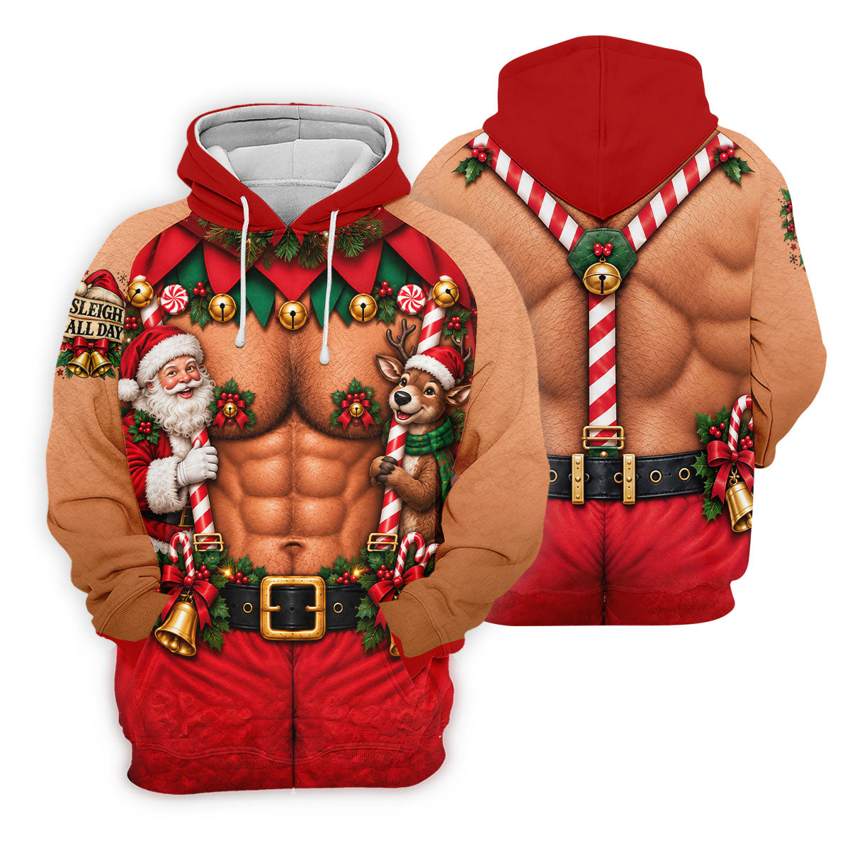Sleigh All Day Muscle Christmas Golf Shirt, Golf Shirts For Women, Womens Golf Tops